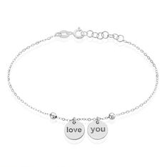 Bracelet Argent Rhodie Love You Double Pastille
