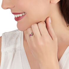 Bague Irina Or Jaune Diamants Fleur Rubis