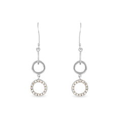 Boucles D'Oreilles Argent Rhodie Pendante Croises Oxyde