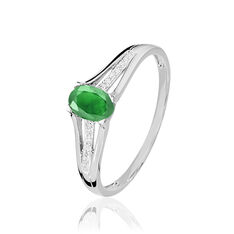 Bague Denise Or Blanc Emeraude Verte