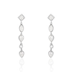 Boucles D'Oreilles Or Blanc Kadja Pendantes