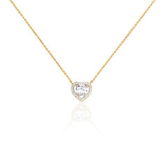 Collier Alais Plaque Or C?Ur Oxydes