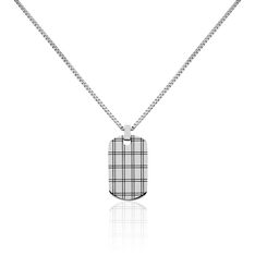 Collier Acier Plaque Quadrillage Ip - Sautoirs Homme | Marc Orian