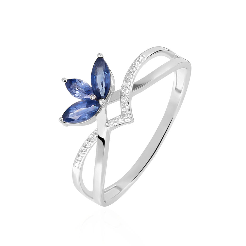Bague Or Blanc Anir Saphir Fleur Diamant B3dfbsb00oj Marc