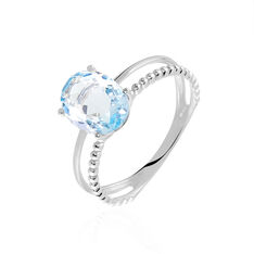 Bague Or Blanc Posy Topaze Ovale