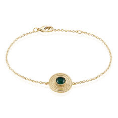 Bracelet Plaque Or Ilia Ronde Pierre Verte
