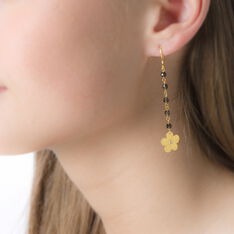 Boucles D'Oreilles Argent Dore Pendante Quartz