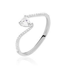 Bague Or Blanc Oxyde Central Et Oxydes