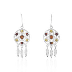 Boucles D'Oreilles Argent Attrape Reve Ambre