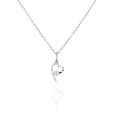 Collier Or Blanc C?Ur Et Oxyde 42cm