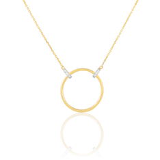Collier Or Jaune Cercle Et Diamants 42cm