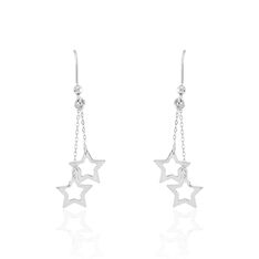 Boucles D'Oreilles Argent Rhodie Signe Pendante Etoile