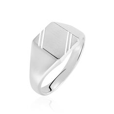 Chevaliere Argent Rhodie Daniel Carree - Chevali&egrave;res Femme | Marc Orian