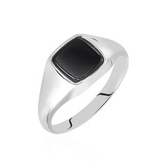 Chevaliere Argent Rhodie Onyx