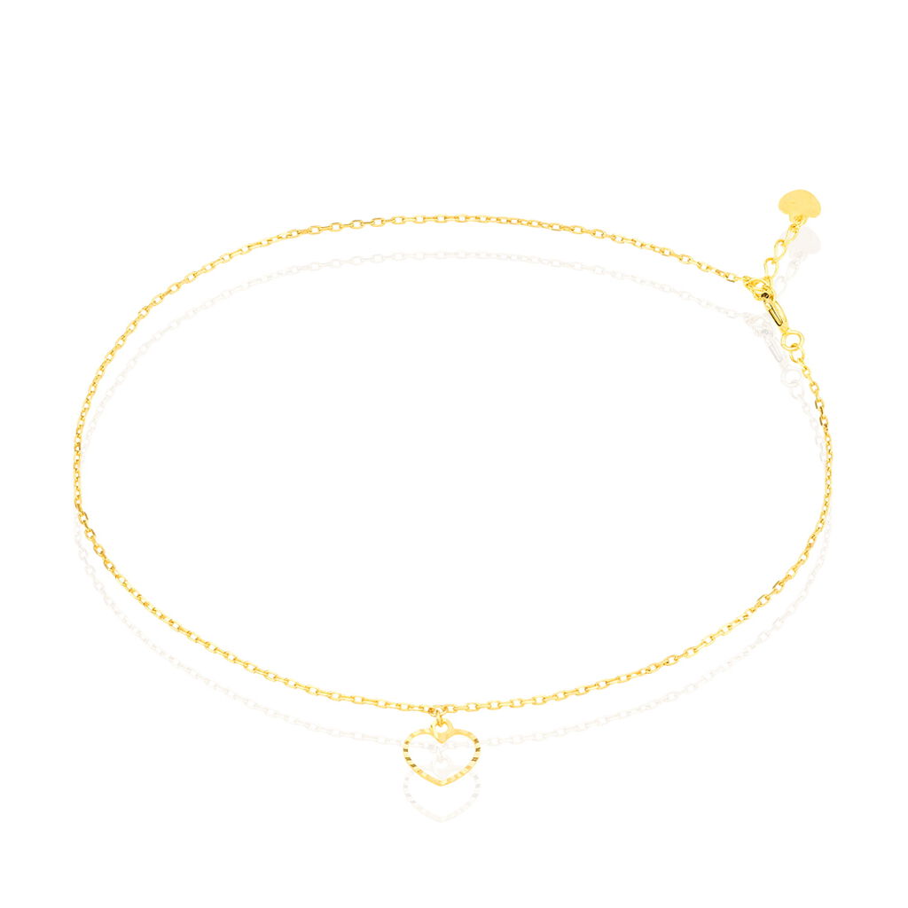Chaine De Cheville Or Jaune Coeur