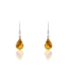 Boucles D'Oreilles Argent Pendantes Ambre
