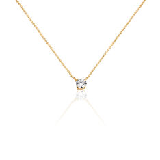 Collier Plaque Or Solitaire Oxyde
