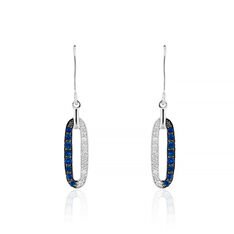 Boucles D'Oreilles Lisa Or Blanc Saphirs