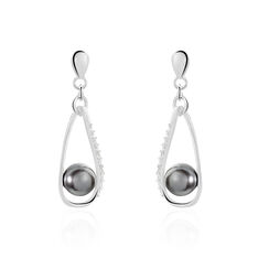 Boucles D'Oreilles Argent Pendantes Perle