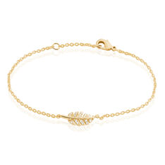 Bracelet Plaque Or Jawaher Feuillage