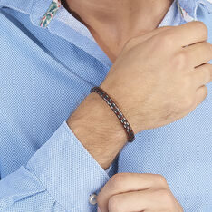 Bracelet Acier Cuir Tresse