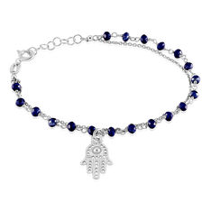 Bracelet Argent Rhodie Bedra Maille Forcat Double Rang Main De Fatma