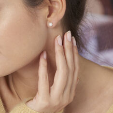 Boucles D'Oreilles Puces Or Jaune Perle