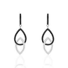 Boucles D'Oreilles Argent Rhodie Pendante Oxyde