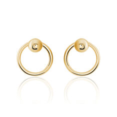 Bijoux D'Oreilles Plaque Or Jaune Cercle