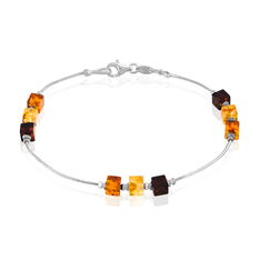 Bracelet Argent Ambres Cubes Multicolores
