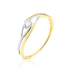 Bague Or Bicolore Solitaire Oxyde