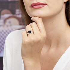 Chevaliere Argent Rhodie Onyx