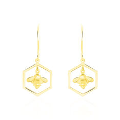 Boucles D'Oreilles Or Jaune Erosa Pendantes Abeille