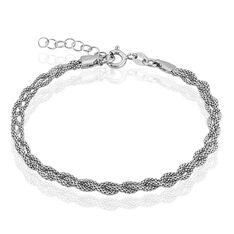 Bracelet Argent Rhodie Maille Coreenne