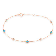 Bracelet Or Rose Amalle Losanges En Resine De Turquoise