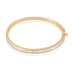 Bracelet Jonc Plaque Or Et Oxyde