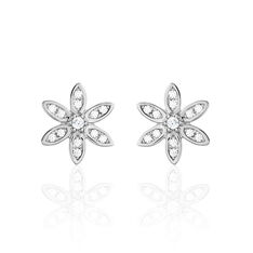 Boucles D'Oreilles Argent Rhodie Emanuela Puce Fleur Oxyde