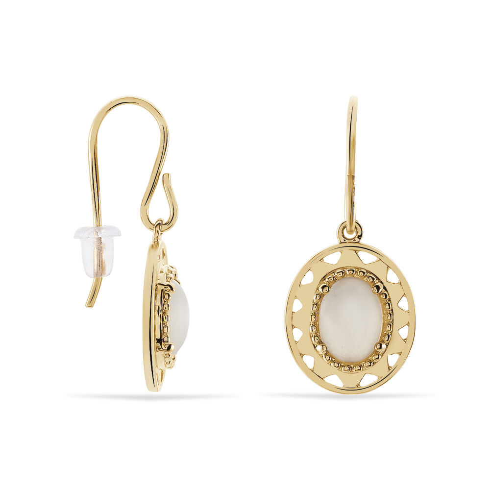 BOUCLES D/'OREILLES PENDANTES PLAQUE OR 750//000 MOTIF TRIANGLES