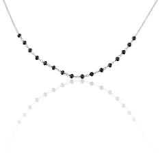 Collier Argent Multi Pierres Noires