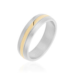 Bague Acier Bicolore Plaque Or Mini