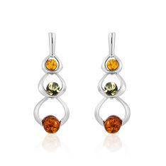 Boucles D'Oreilles Argent Cercles Ambres