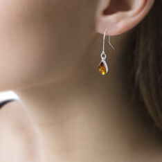 Boucles D'Oreilles Argent Cercles Ambres