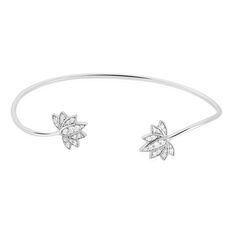 Jonc Argent Rhodie Iziaa Ouvert Feuille De Papyrus