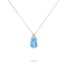 Collier Or Blanc Topaze Et Diamants 42cm - Chaines Femme | Marc Orian