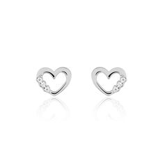 Boucles D'Oreilles Argent Rhodie Puce C?Ur Oxyde