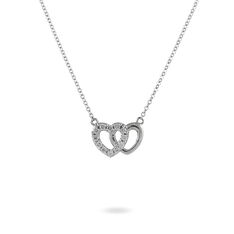 Collier Argent 2 Coeurs Oxyde