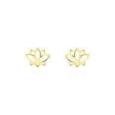Boucles D'Oreilles Or Jaune Dorie Fleur De Lotus
