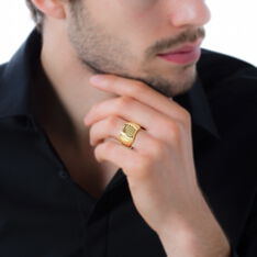 Chevaliere Plaque Or Carree Ciselee