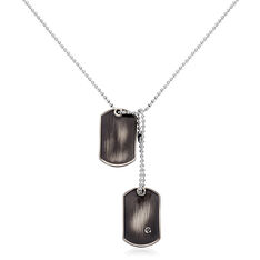 Collier Acier 2 Pendentifs Pierres
