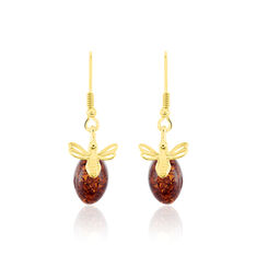 Boucles D'Oreilles Argent Doreabeille Ambre